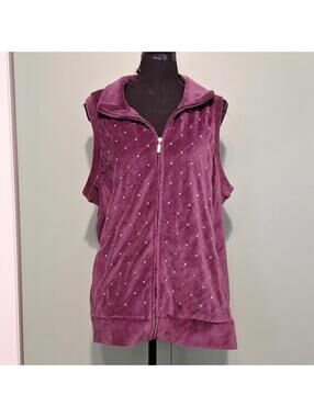 NWT Quacker Factory Purple velvet rhinestone vest Size Large